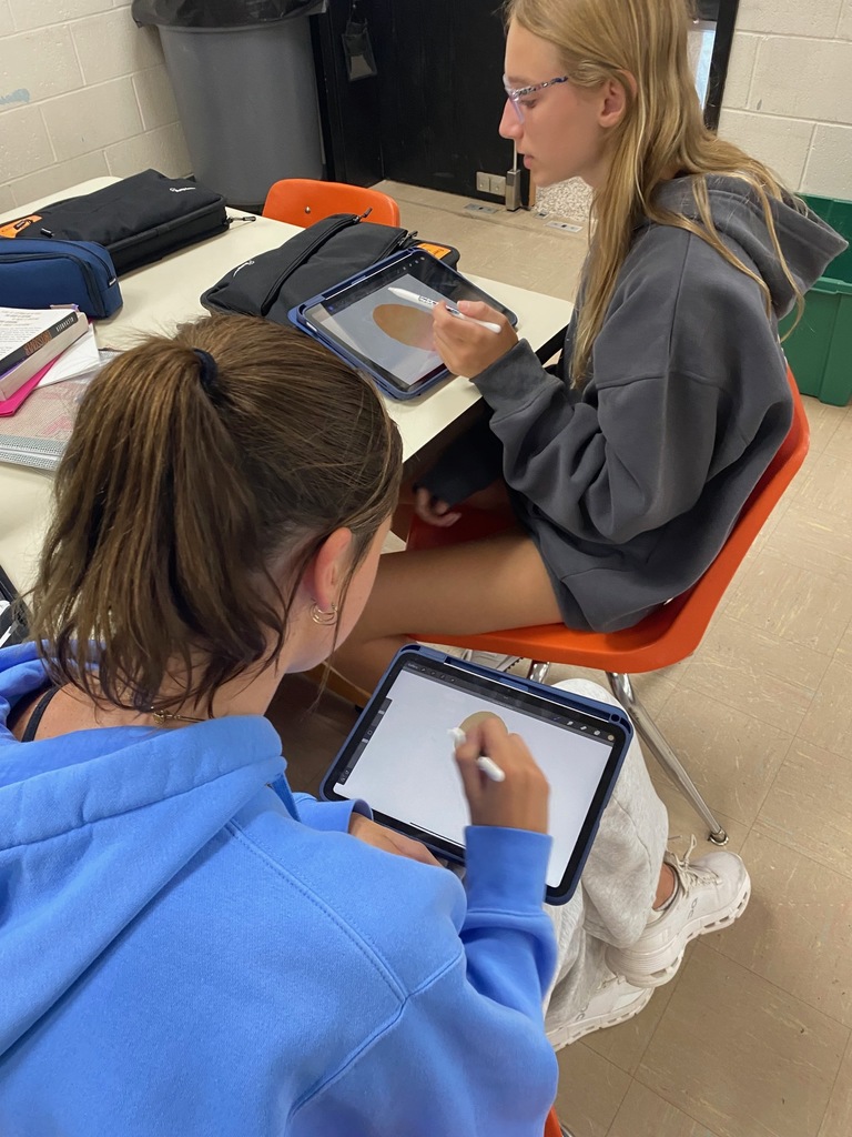 Art I students are drawing digital self-portraits.