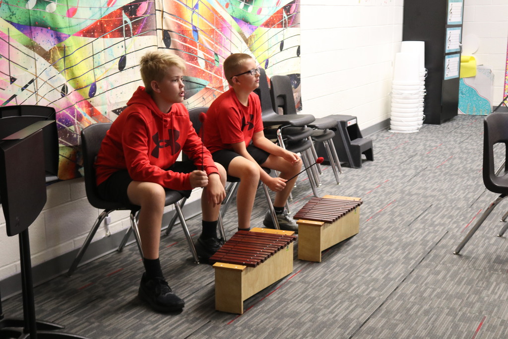 Students in 5th grade music class are learning about rhythm. 