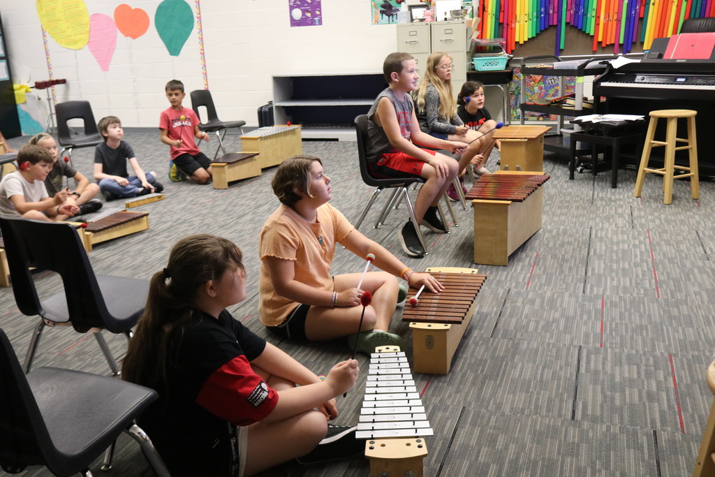 Students in 5th grade music class are learning about rhythm. 