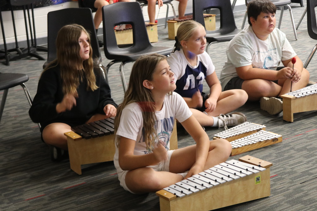 Students in 5th grade music class are learning about rhythm. 