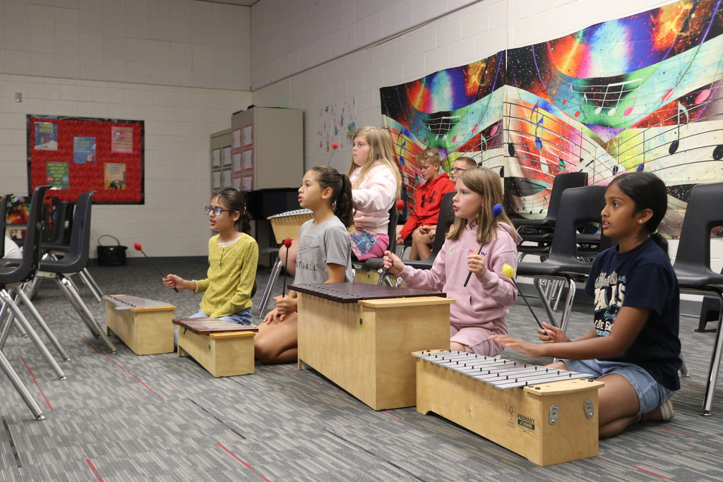 Students in 5th grade music class are learning about rhythm. 