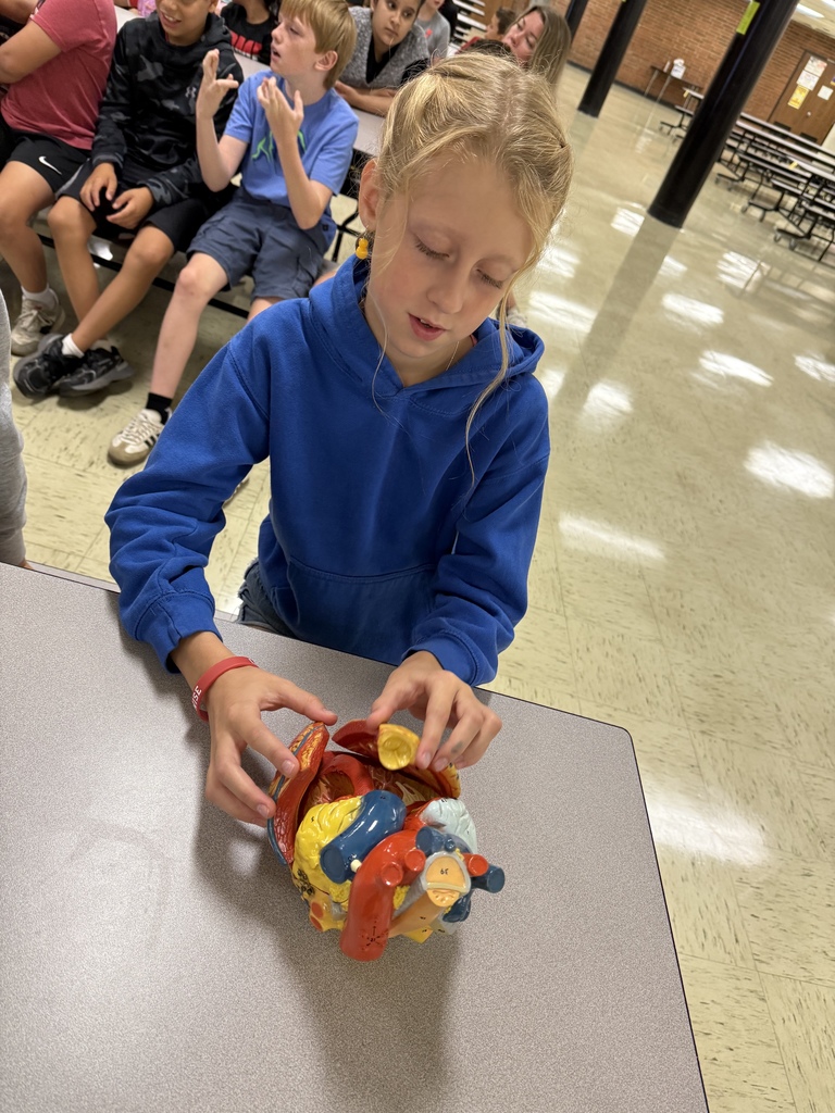 Students learn about the heart from a cardiologist.  