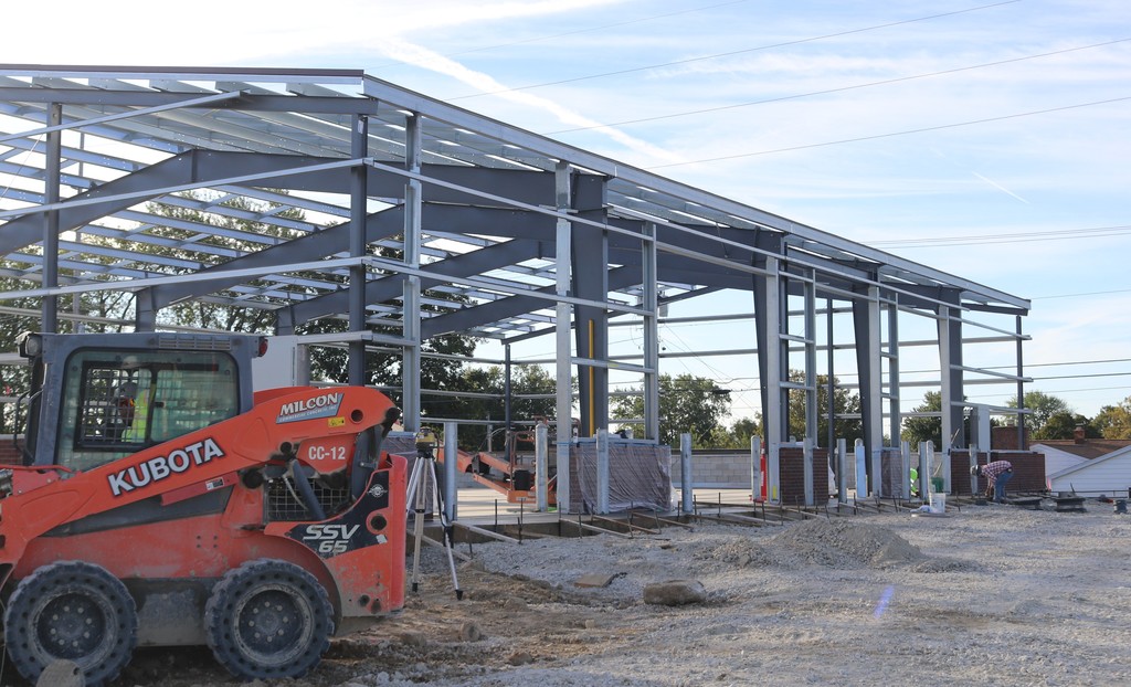 Bus barn and maintenance building progress.