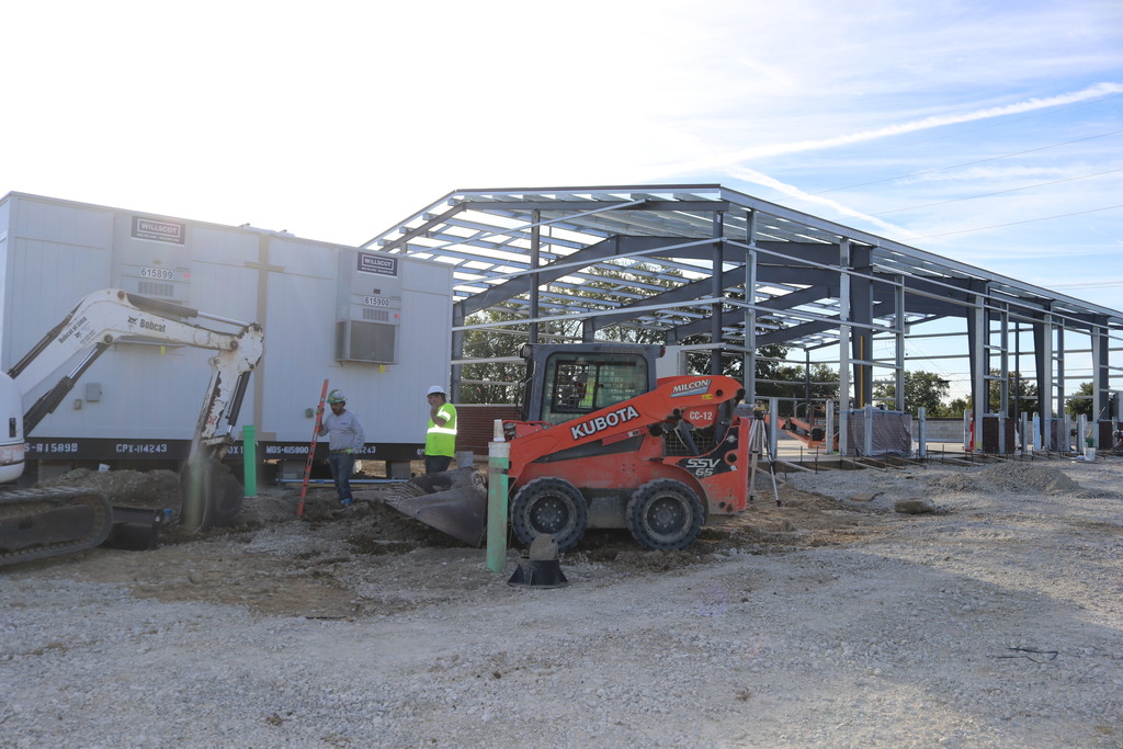 Bus barn and maintenance building progress.
