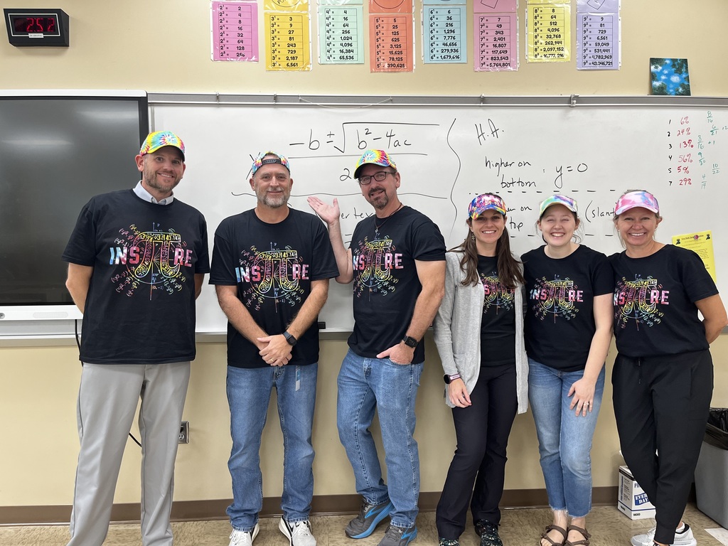 THS Math Department show off their tied dyed homecoming spirit.