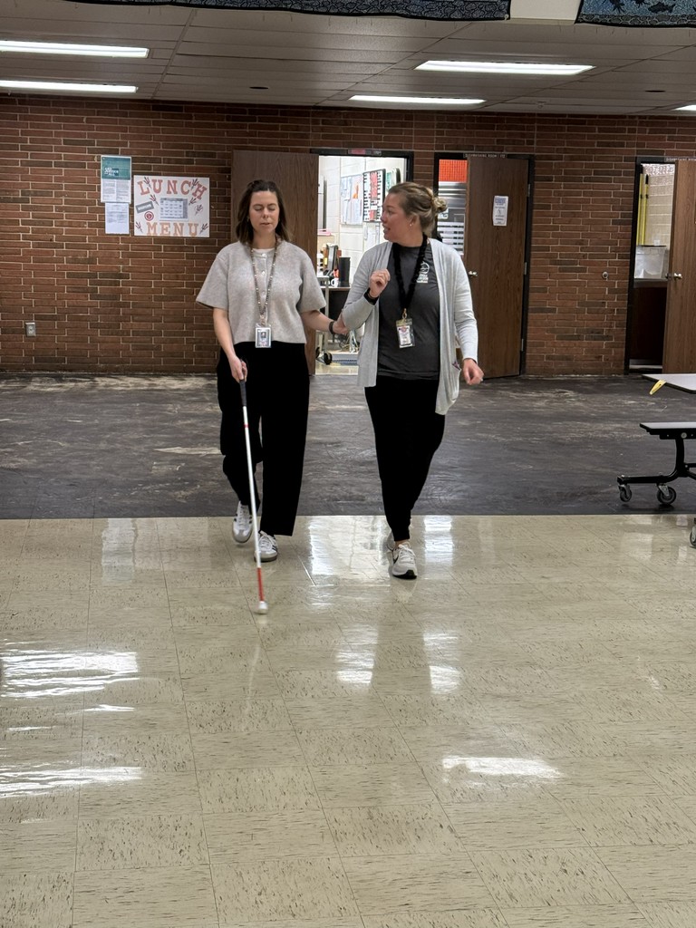 Grayson's teacher practices using a white cane like he does.  