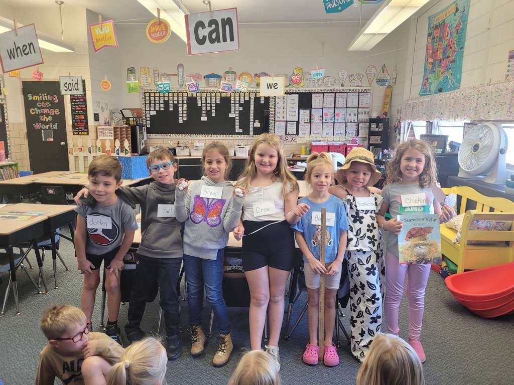 Acting out a story in first grade.