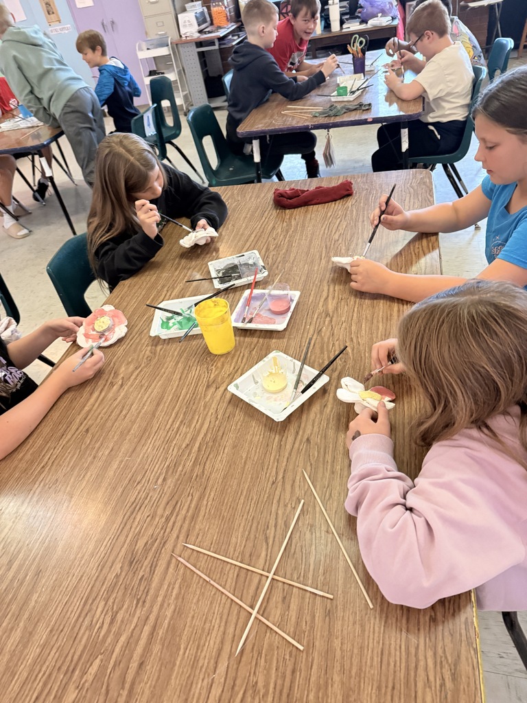 L.T. Ball students work on poppies in art class.  