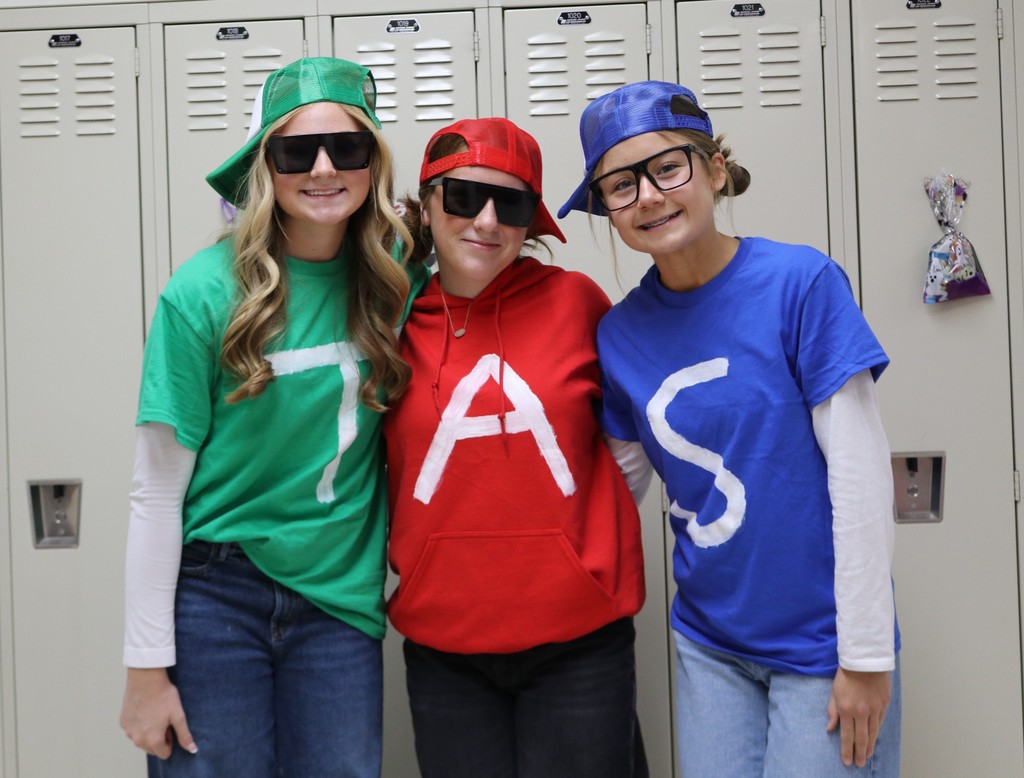 THS staff and students dressed up in Halloween costumes.