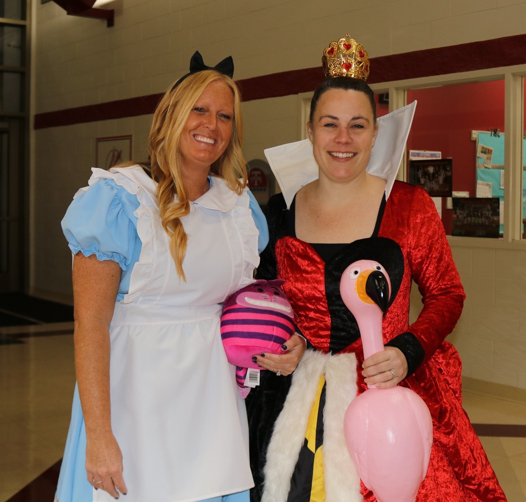 THS staff and students dressed up in Halloween costumes.