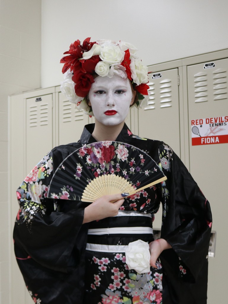 THS staff and students dressed up in Halloween costumes.