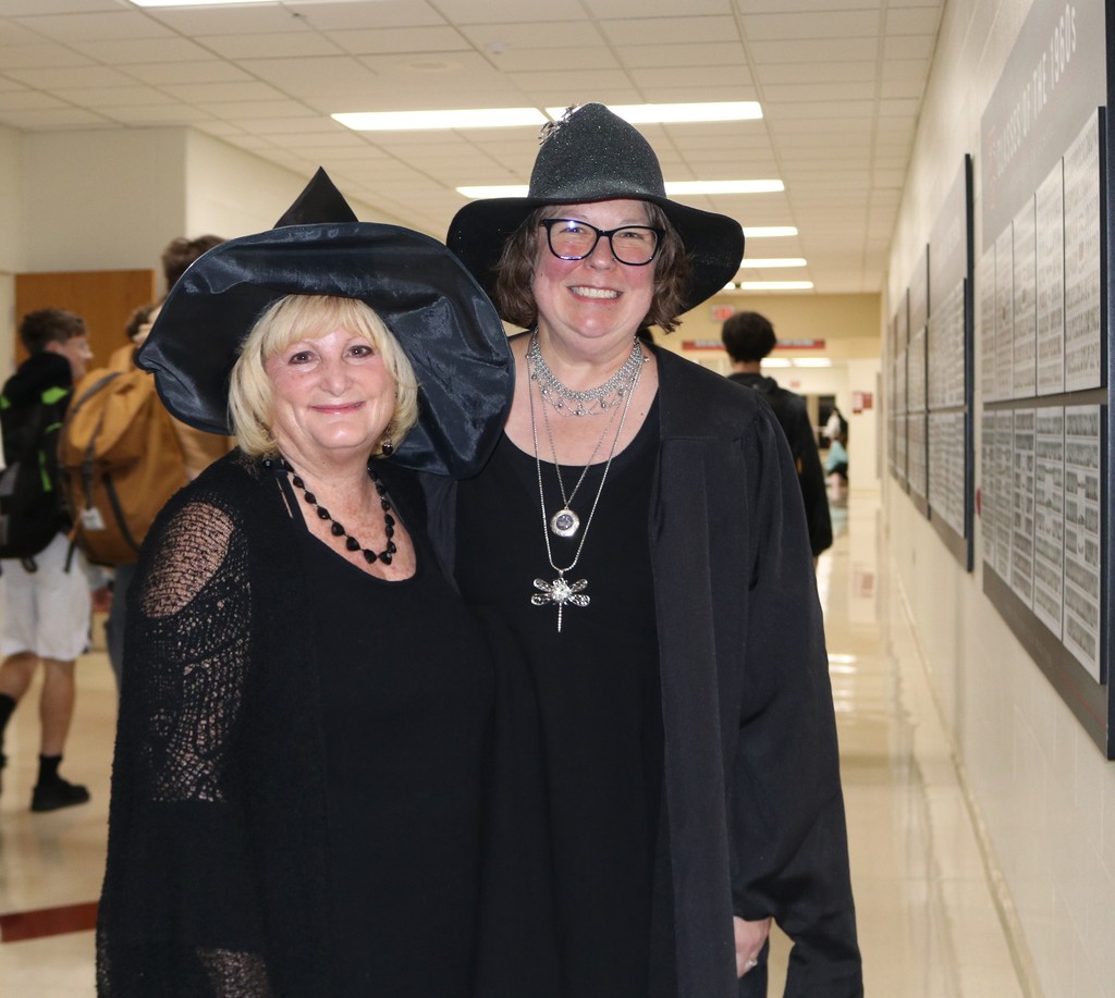 THS staff and students dressed up in Halloween costumes.