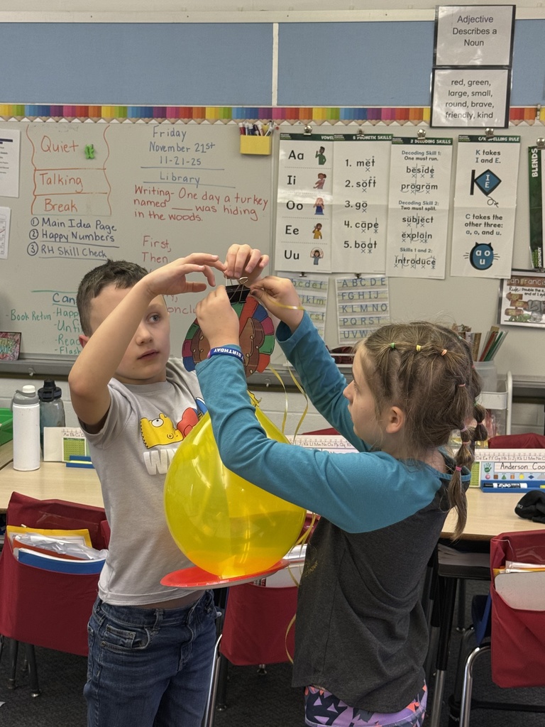 Broadway Elementary students learn about force and pull and then create turkey transports.  