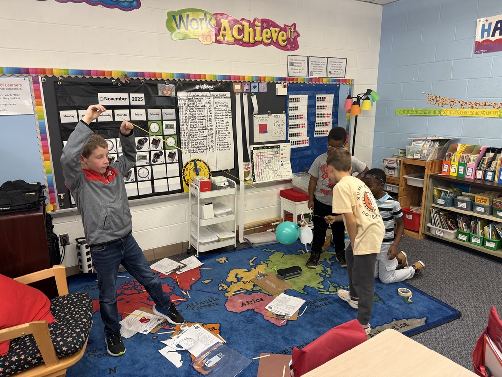 Broadway Elementary students learn about force and pull and then create turkey transports.  