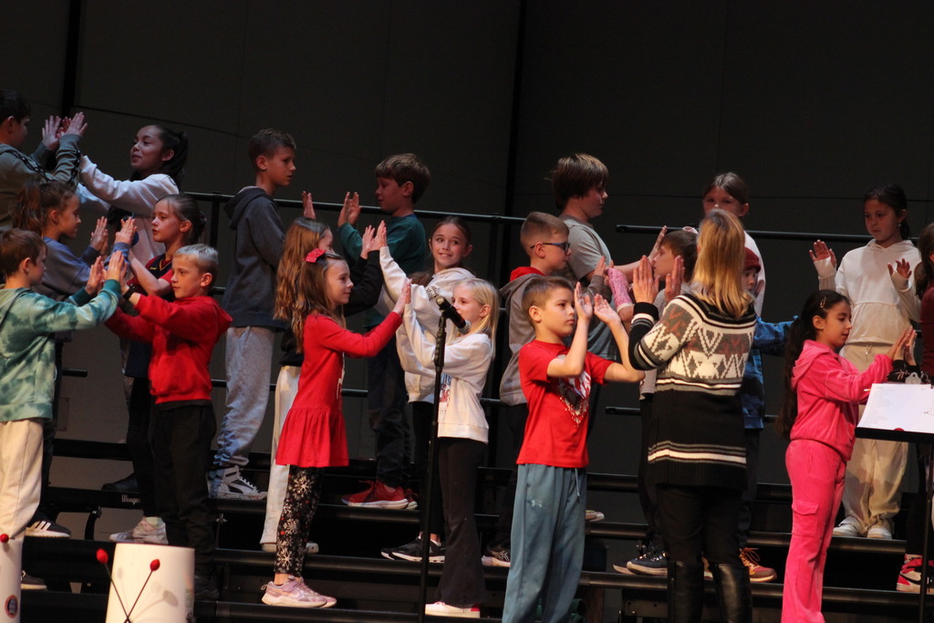 L.T. Ball third graders rehearse their music program at the Center for Performing Arts.  