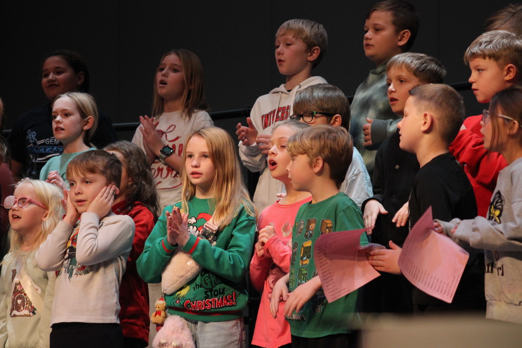 L.T. Ball third graders rehearse their music program at the Center for Performing Arts.  