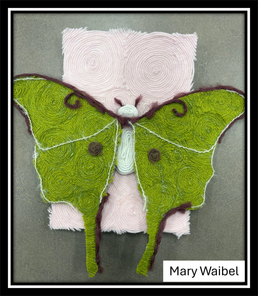 A woven butterfly artwork that was on display at a recent artshow.