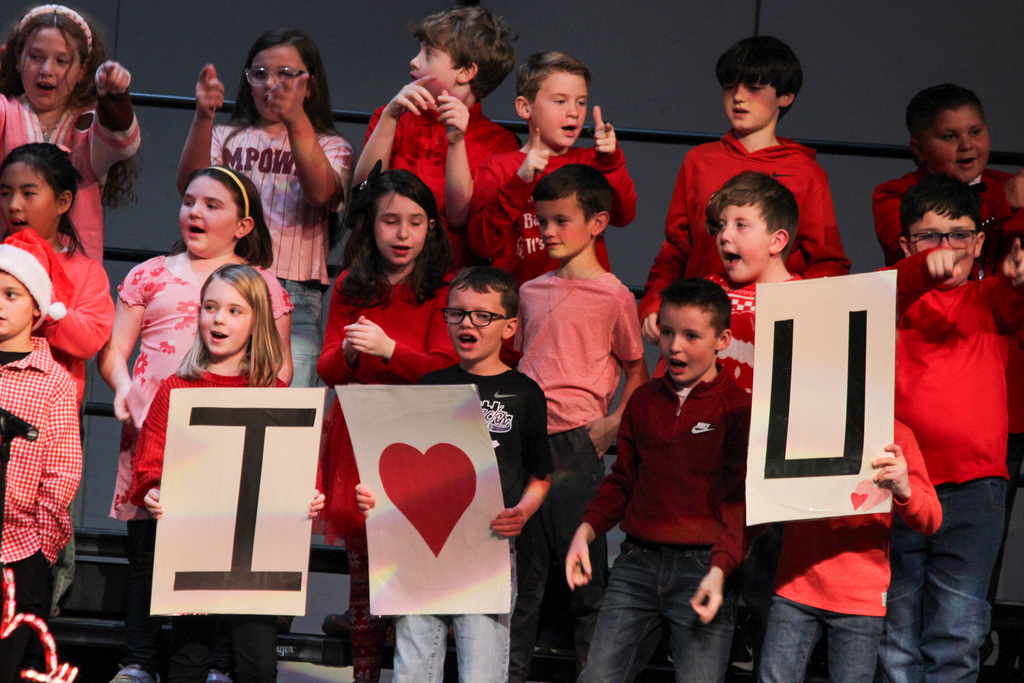 L.T. Ball third graders at their musical performance, Family, Fun, & Love.
