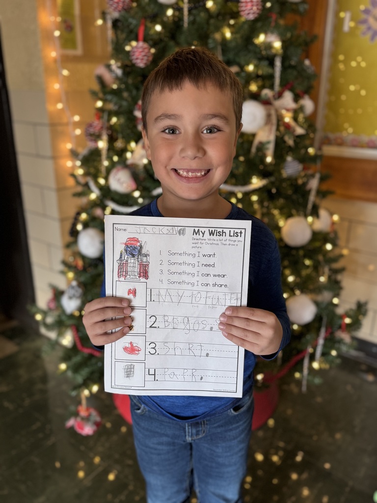 Kindergarten students wrote letters to Santa and mailed them to the North Pole.