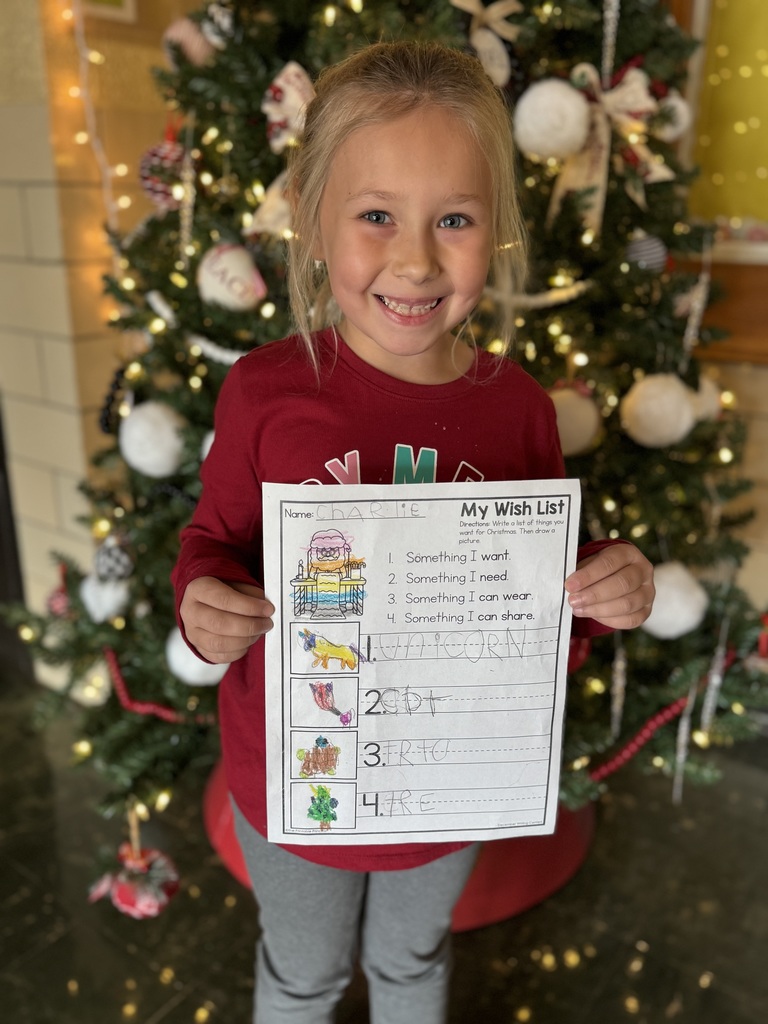 Kindergarten students wrote letters to Santa and mailed them to the North Pole.