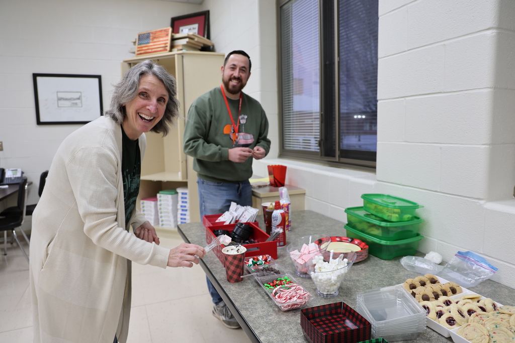 Staff and thrilled and impressed with the cookie spread and hot chocolate bar. 