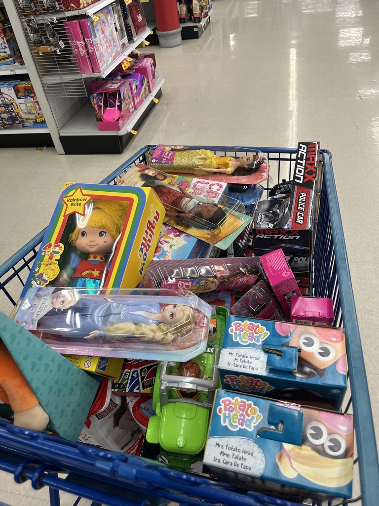 Piles of toys for the Salvation Army.