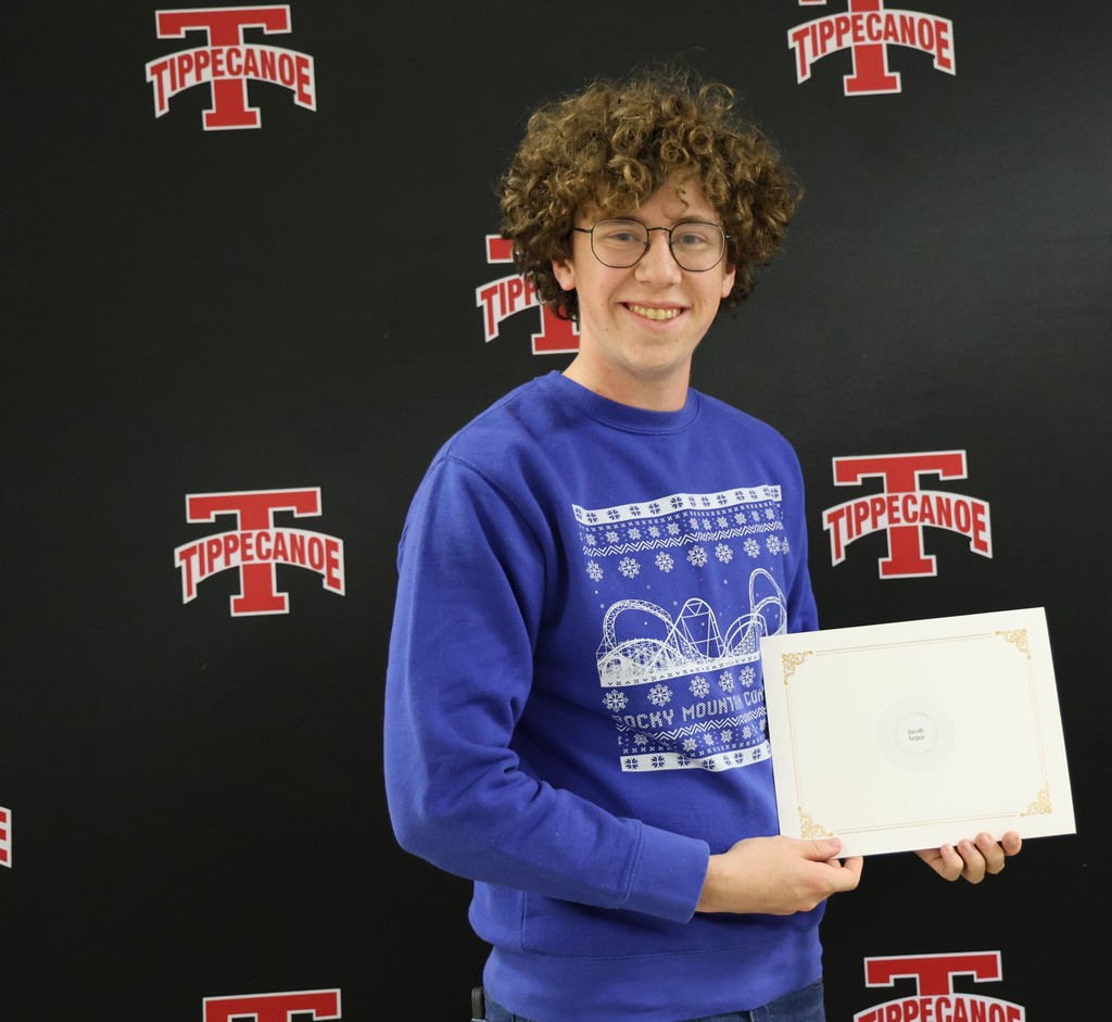THS student Jacob Seger was honored at the December BOE meeting.