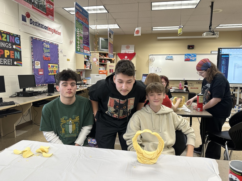 THS students show off their Pringles Engineering Project.