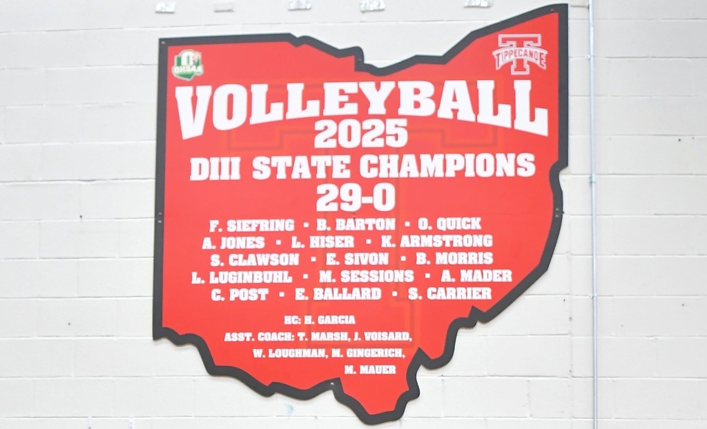 The new state championship sign for the THS volleyball team. 