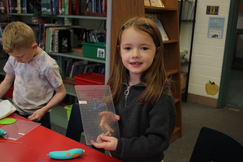 A Broadway student shows off her work she did with a 3D Pen.  