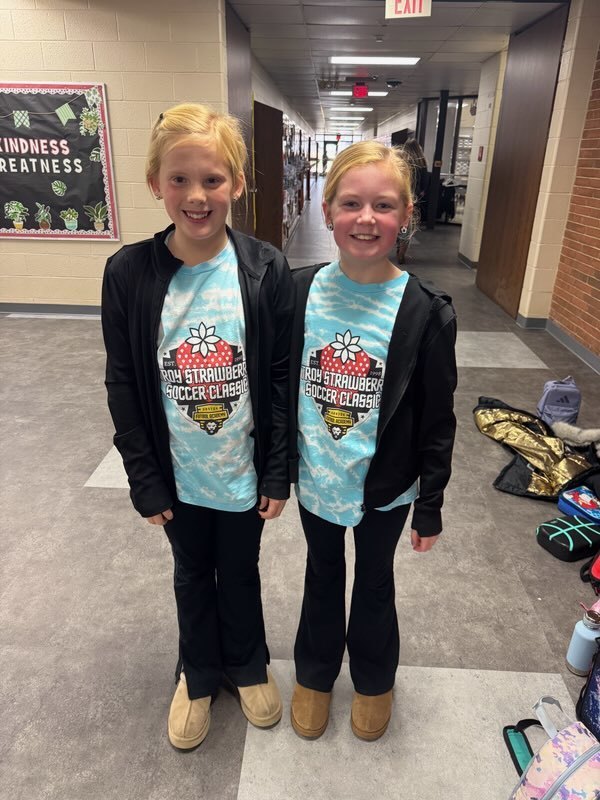 L.T. Ball students are all smiles in their matching outfits on Twins Day.
