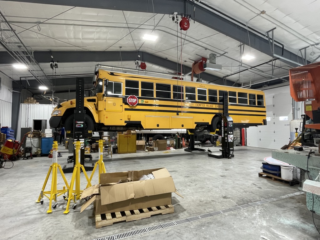 Tipp City Schools bus on the new hydraulic lifts.  
