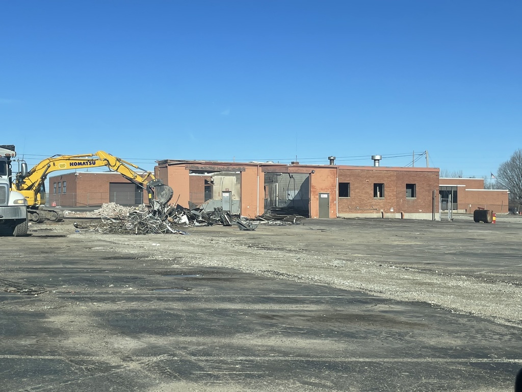 Demolition at the old bus barn.  