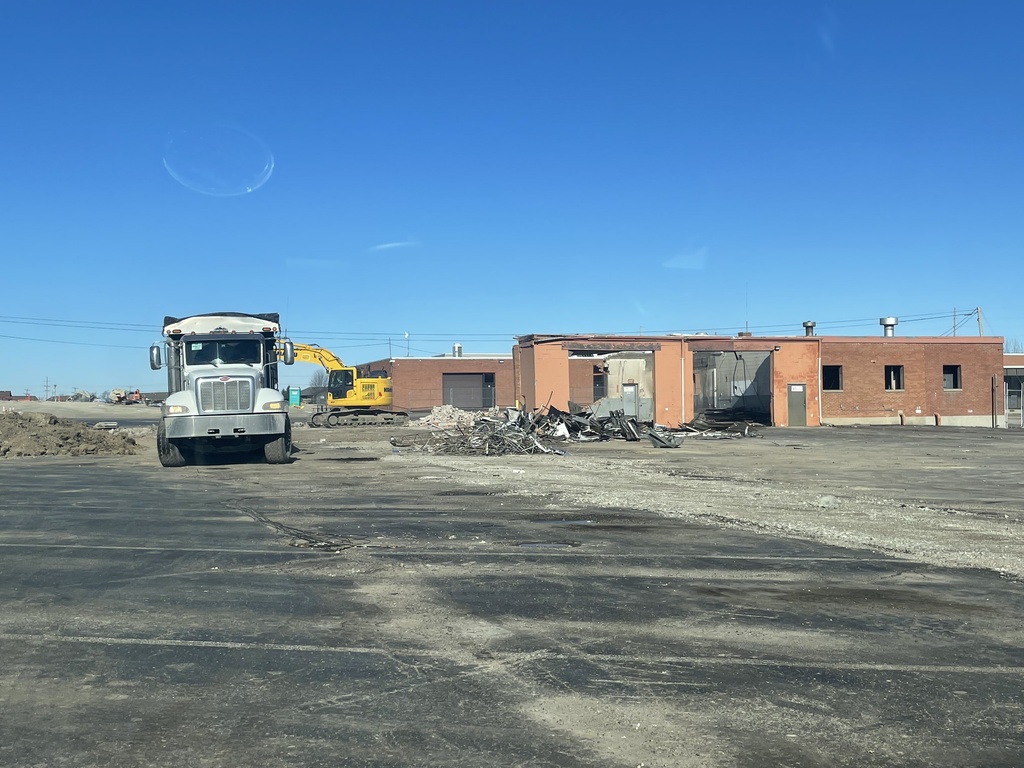 Demolition at the old bus barn.  