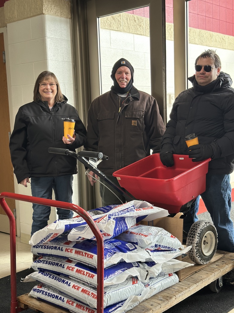 Our maintenance team takes a coffee break. Two days of hard work to clear our parking lots.