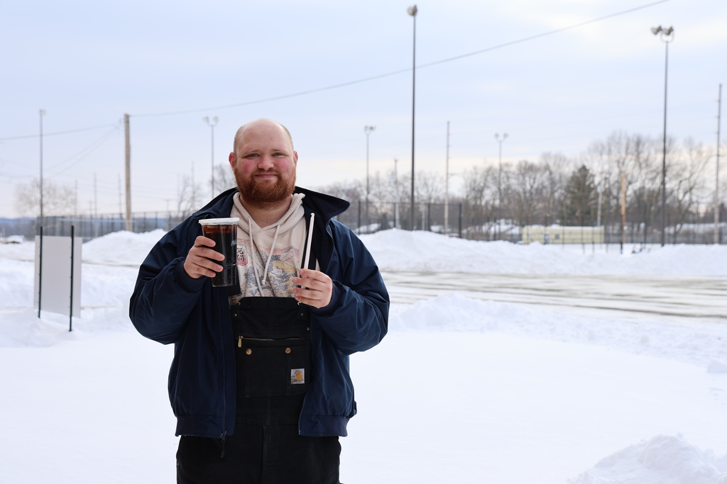 Our maintenance team takes a coffee break.  Two days of hard work to clear our parking lots. 
