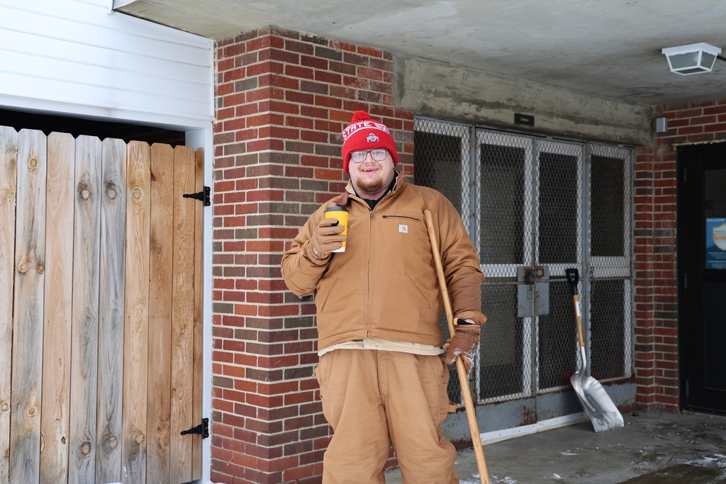 Our maintenance team takes a coffee break.  Two days of hard work to clear our parking lots. 