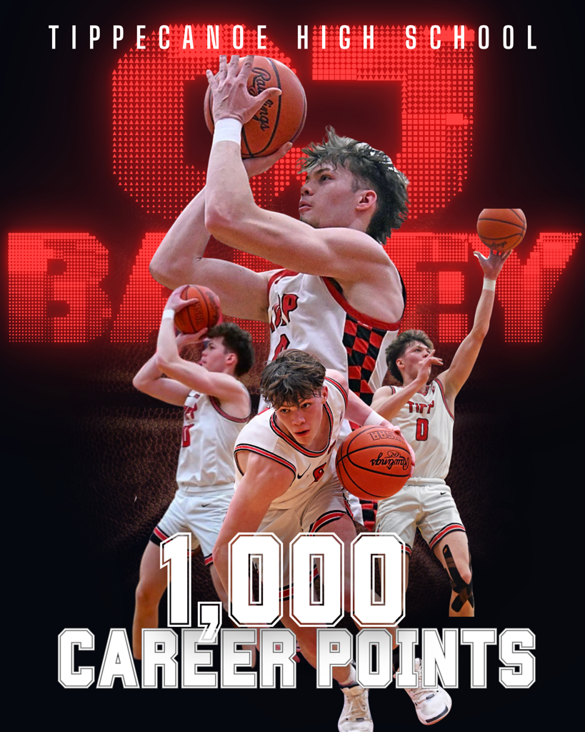 Graphic showing CJ Bailey to celebrate his 1,000 career points.  