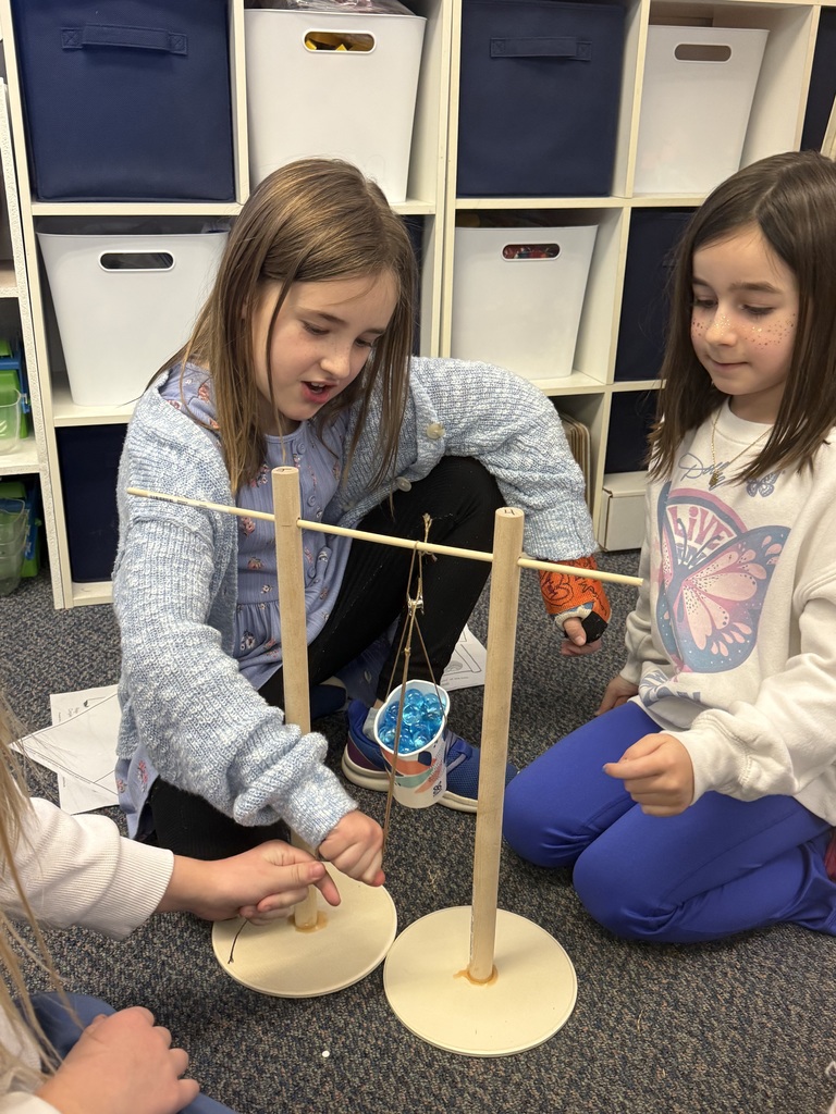 Broadway students work on a STEM challenge to simulate pioneer days.  