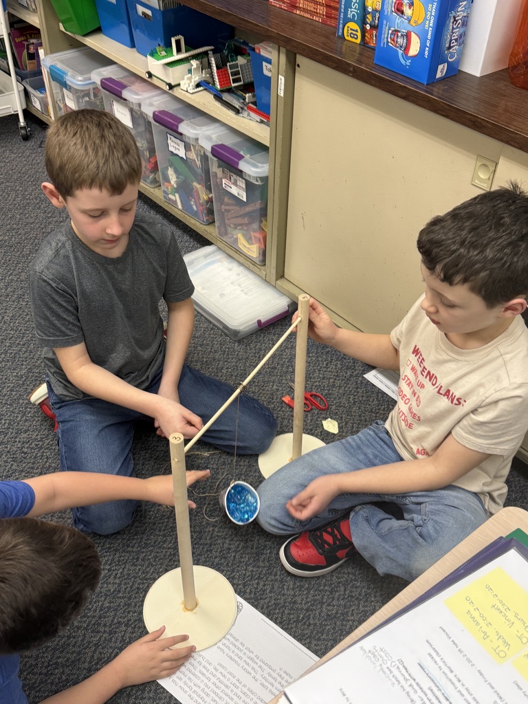 Broadway students work on a STEM challenge to simulate pioneer days.  