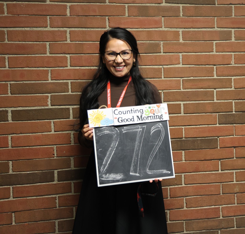 Maria Lozoya with her counting sign.