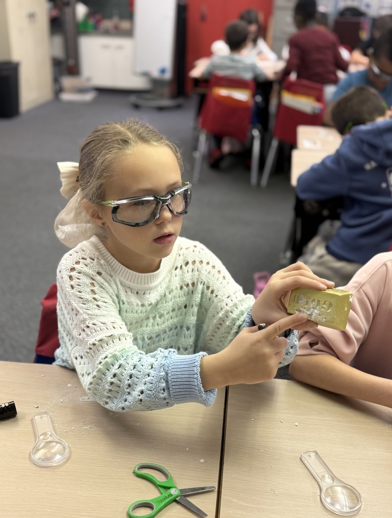 Broadway Elementary students in Jessica Martin's class dig for gold.