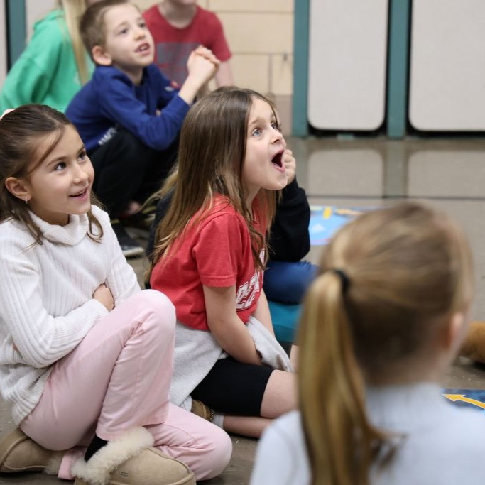 Broadway Elementary students react to Power Forces presented by COSI.