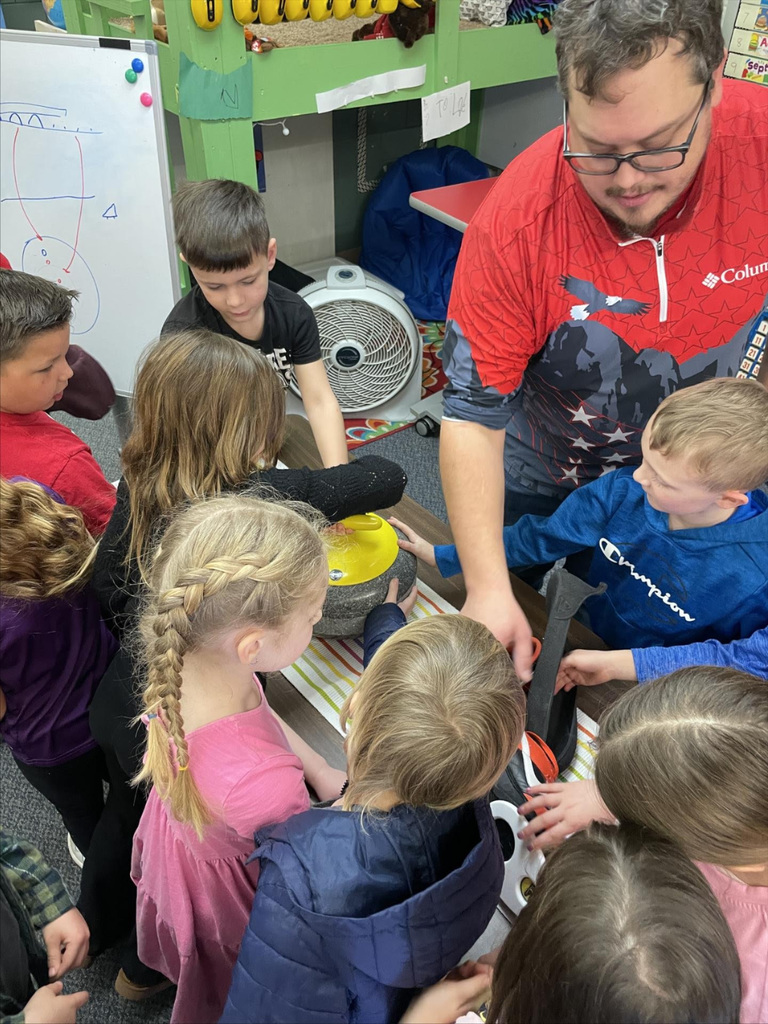 Broadway Elementary students learn about curling.  