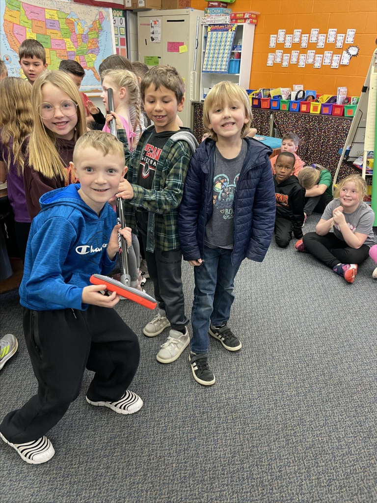 Broadway Elementary students learn about curling.  