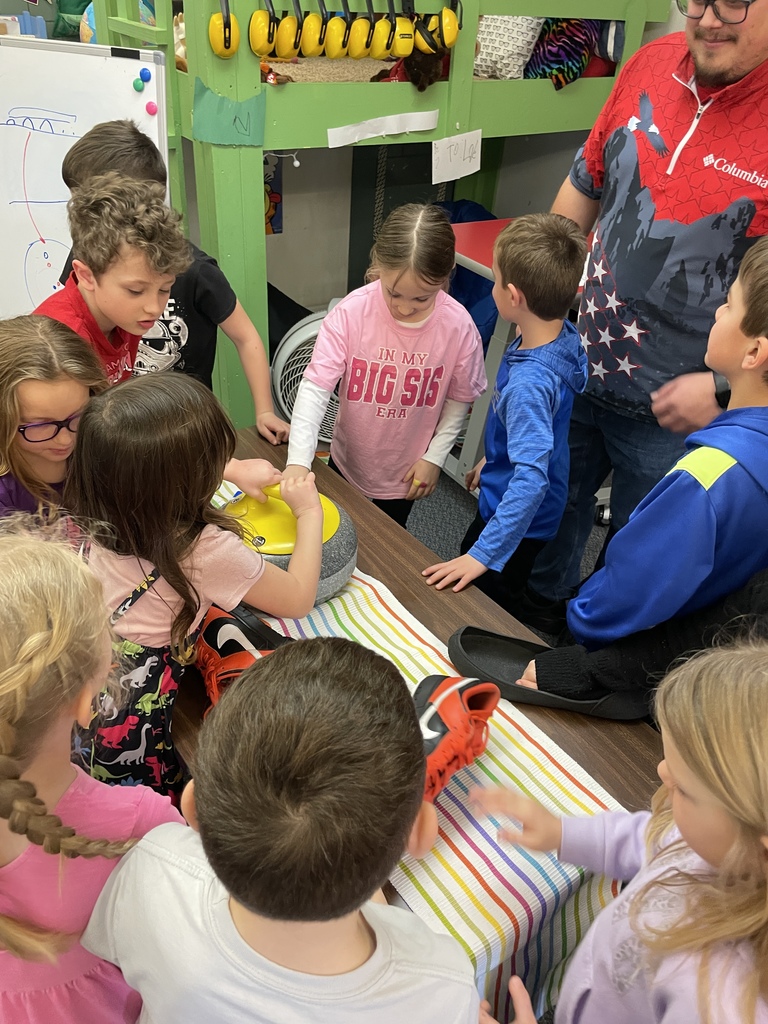 Broadway Elementary students learn about curling.  