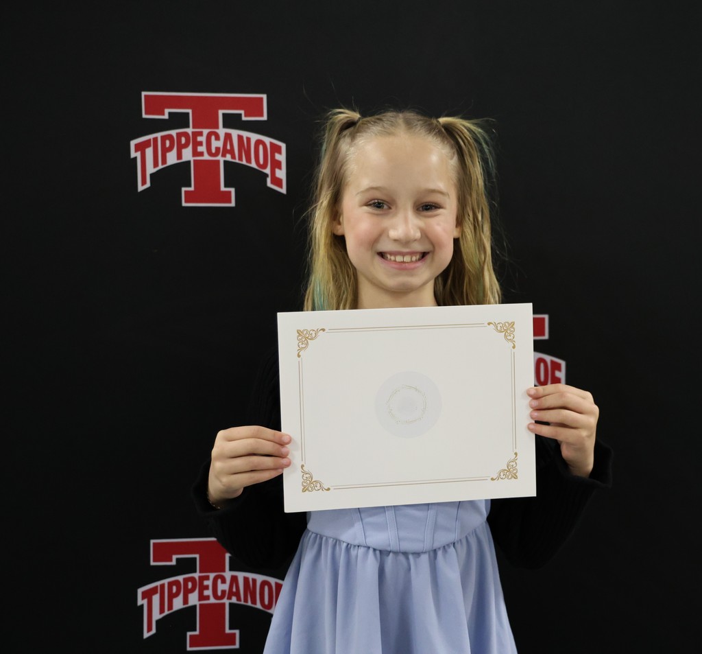 This is a picture of a student who was honored at this month's Board of Education meeting.