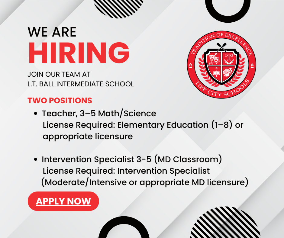 L.T. Ball job openings for next school year.