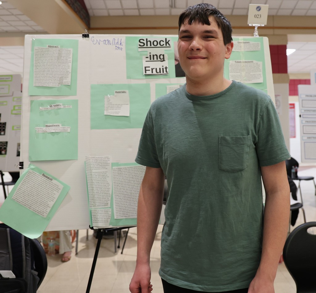 THS student with his project at Miami County Science Day.