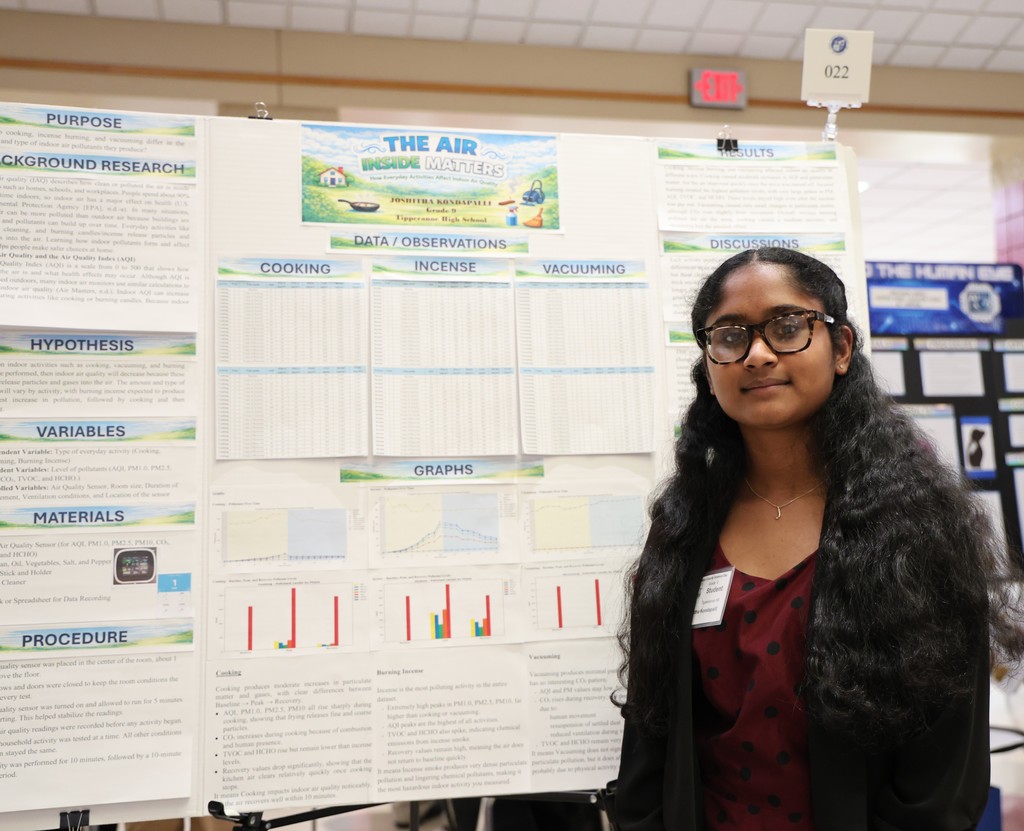 Tippecanoe High School student with her independent research project at Miami County Science Day.